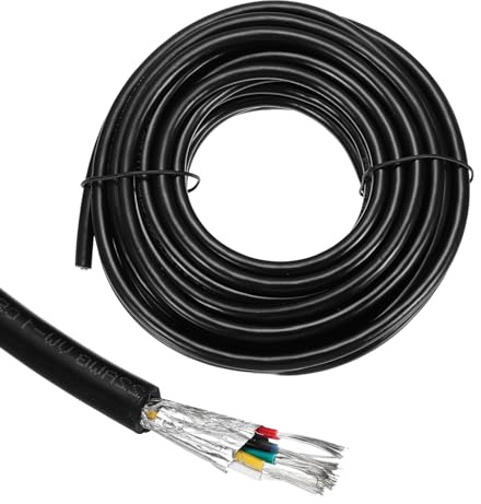 QUARKZMAN 1Pc Câble Blindé UL2464 22AWG 7.6m(25 Ft) 300V 6 Conducteurs Fil Électrique PVC CNC Avec Double Blindage Pour Électroménagers, Câblage Automobile