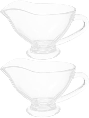 HYTROVE 2 Salseras de Cristal con Asa 215 Ml Jarra para Salsa Transparente Taza de Salsa para Mojar Dispensador de Condimentos para Servir en Cocina y Mesa
