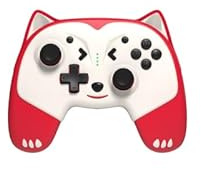 Born To Vape presente Switch - Manette Animal Sans Fil Doggy taille enfant avec Palettes et LED - Rouge et son sticker BTV exclusif collectionnable