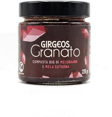 Composta Biologica di Melograno e Mela Cotogna - Girgeos Granato - 220g - Alta Concentrazione di Frutta (105g su 100g) - Senza Glutine e Senza Lattosio - 100% Vegetale - Solo 3 ingredienti