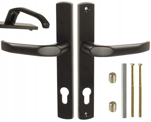 FEINZ Torklinke Langschild 90 mm Schwarz | Türklinke, Gartentor, Griffgarnitur, Aluminium, Türgriff, Profilzylinder Lochung, beidseitig, universal, Tor, Tür