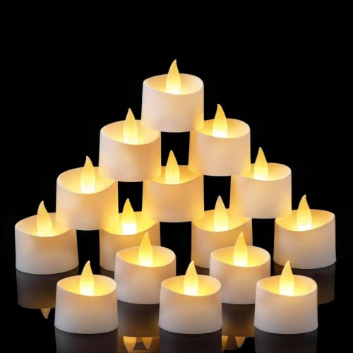 LQTSLFM LED Teelichter 24 Stück LED Teelicht Flackernd Teelichter Batterie Flammenloses Realistische Tea Lights Extra Lange 200+ Stunden für Hochzeit, Partys, Halloween, Weihnachten, Wohnaccessoires
