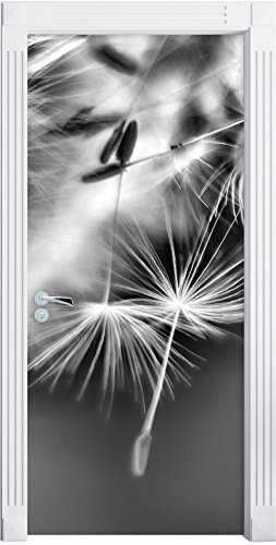 Stil.Zeit Möbel Monocrome, Wunderschöne Pusteblume als Türtapete, Format: 200x90cm, Türbild, Türaufkleber, Tür Deko, Türsticker