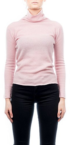 DALLE PIANE CASHMERE - Pull à Col roulé 100% Cachemire, Made in Italy - Femme, Couleur: Rose, Taille: M