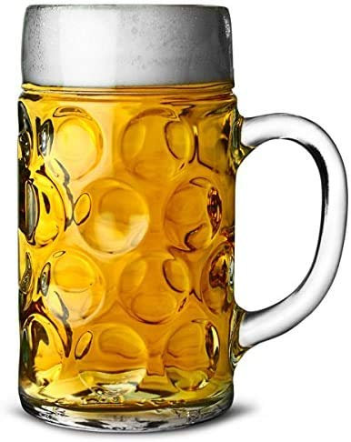 Chabrias Ltd German Beer Stein Glass 2 Pint/Mini Classic Beer Tankards, Beer Mugs, Beer Steins | 2 Pint Glass Beer Tankards (1, 2 Pint Tankard)