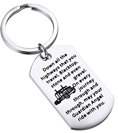 FUSTYLE Jeep Geschenk Drive Safe Schlüsselanhänger May Your Guardian Angel Ride With You Jeep Lover Geschenk