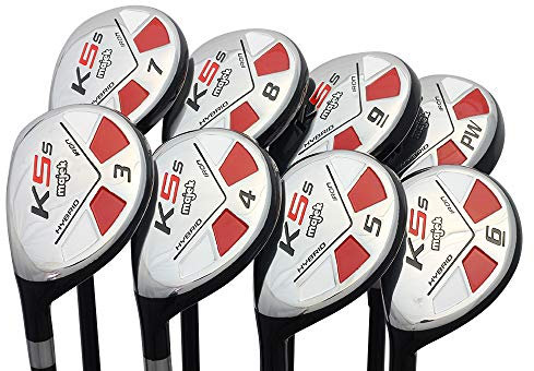Left Handed Majek Golf Senior Men’s All Hybrid Complete Full Set, which Includes: #3, 4, 5, 6, 7, 8, 9, PW Senior Flex Total of 8 New Utility “A” Flex Clubs with Premium Men's Arthritic Grip