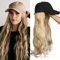 TESS Extensions wie Echthaar Ombre Hellbraun/Blond Haarteile mit Schwarz Baseball Cap Lang Gewellt Synthetische Haare für Damen komplette Haarverlängerung günstig 16(40cm)-290g