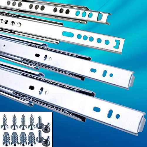 Stahlia Schubladenschienen 17mm Teilauszug 502 mm (1 Paar) Edelstahl Führungsschiene Schublade Schubladenauszug Schienen für Schubladen Rollenauszug Kugelführung