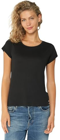 Damen T-Shirts Crew or V-Neck 1 Pack (Rund - Schwarz, L)