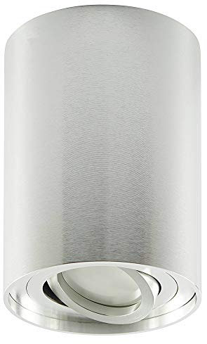 Aufbaurahmen silber rund schwenkbar GU10 für Aufbauleuchte - Aufbaustrahler aus Aluminium 96x96x125mm - für LED und Halogen Leuchtmittel, Einbaustrahler, Rahmen