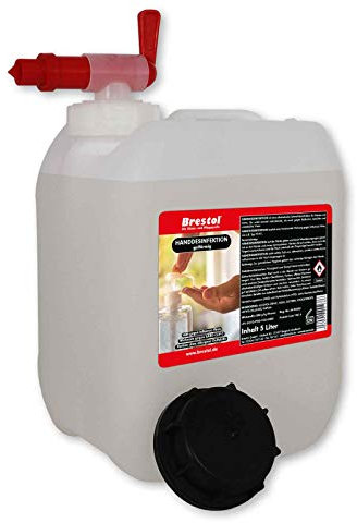HANDDESINFEKTION Gel 5 Liter + Auslaufhahn 51 mm + Reduzierspitze - Desinfektionsmittel für Hand Haut Hände Desinfektion Händedesinfektion Desinfektionsgel Geldesinfektion gelförmig
