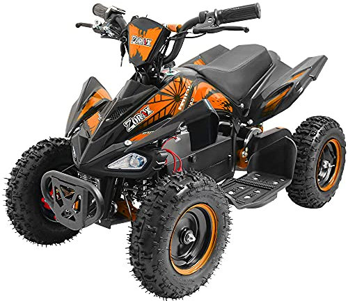 Zorax 36V 1000W Orange 6'' Tyre Battery Powered Kids Mini ATV Quad Bike (Foot Brake - 3 Speeds - LED Light - Forward/Neutral/Reverse - CE Approved - MAX Capacity: 65KGS) Children's Electric Ride on