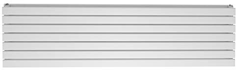 The Bath People 82456 Pinta Horizontal Double Flat Panel Modern Heating Designer Living Room Hallway Bathroom Radiator 1600 x 475 –White