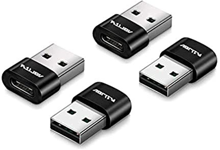 Abrity USB to USB C Adapter 4-Pack,Type C Female to A Male Cable Converter for Apple Watch iWatch 7 8,iPhone 11 12 13 14 15 Pro Max, AirPods, iPad 9 10 Air 4 5 Mini 6, Samsung Galaxy S20 S21 S22 S23