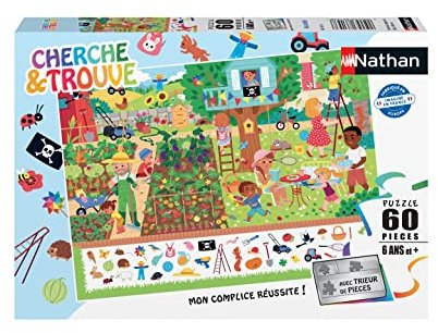 Puzzles Nathan 4005556861538 Puzzle mit 60 Teilen – Im Garten (Suche und Finde) Kinderpuzzle