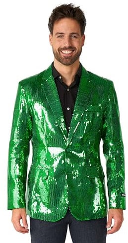 Suitmeister Grüner Blazer für Herren - Weihnachten, Silvesterparty, St. Patrick's Day Pailletten Anzugjacke Partykostüm