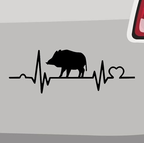 Herzschlag Wildschwein Aufkleber -6 Größen 21 Farben- Boar Eber Wald Wild Brunft