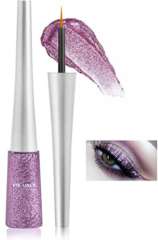 Boobeen Bunter Glitzer Eyeliner Flüssiger Schimmer Eyeliner Wasserfester Metallischer Eyeliner Wischfest Geeignet für Frauen, 1 St. (04#)