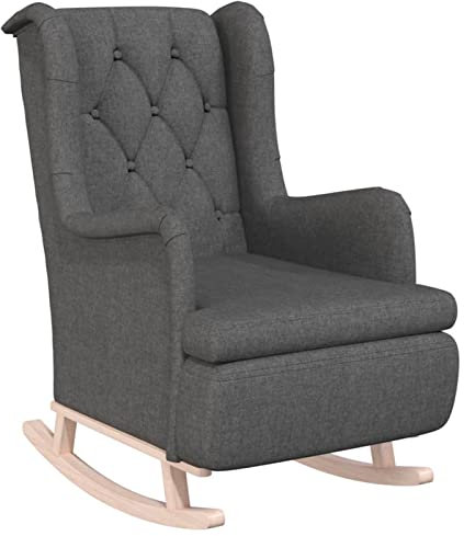 Tidyard Schaukelsessel Esszimmerstuhl mit Kautschukholz-Beinen Schaukelstuhl Schwingstuhl Relaxsessel Polstersessel Ohrensessel Loungesessel 65 x 91 x 100 cm (B x T x H) Stoff massives Kautschukholz