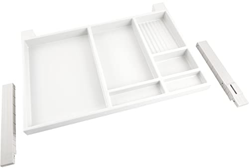 Ninka Schreibtischauszug-Set flach mit Führungsschienen, Laufleisten und Stoppvorrichtung, Kunststoff weißgrau