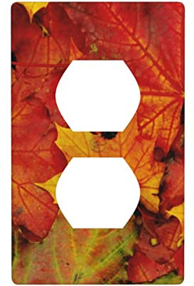 Wallboard Herbstblätter von Ahorn Wandboard Abdeckung Dekoration - Doppelsteckdose dekorative Wandplatte, Wohnschlafzimmer, 11,4 x 7,9 cm