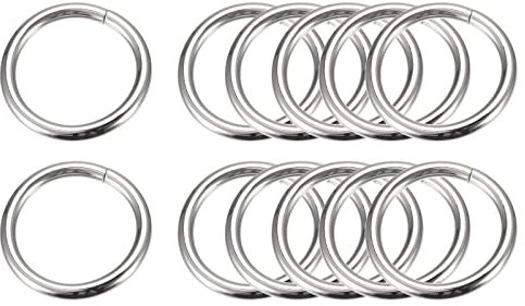 sourcing map 12 Stück Metall O-Ringe 25mm(0.98) Innendurchm. 3.8mm Dicke Mehrzweck Ungeschweißte O-Ring Schnalle für Handwerk Gürtel Geldbeutel Tasche Herstellung Hardware Silber Ton