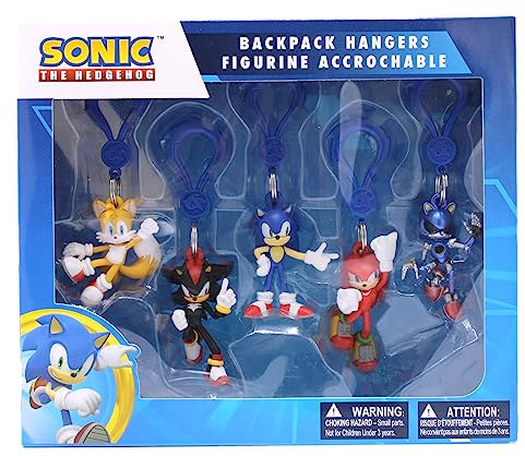 Just Toys LLC Sonic The Hedgehog Backpack Hangers S3 Collector's Box - 5 Figuren