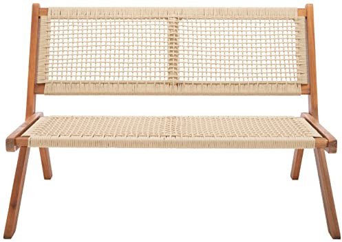SAFAVIEH Outdoor Collection Kobina Natural Acacia Wood/Natural Rope Foldable Bench (Fully Assembled)