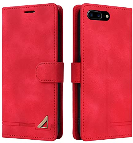 OKZone Kompatibel mit iPhone 6S Plus/iPhone 6 Plus(4,7 Zoll) Hülle, Halterung Standfunktion Kartenfach Wallet Schutzhülle 360 Grad Stoßfest Leder Schutzhülle Handyhülle für iPhone 6S Plus (Rot)
