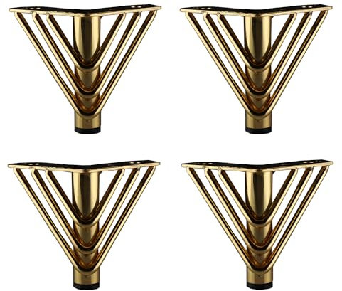 Osring 4 Inch Furniture Leg Gold Triangle Shaped Hairpin Furniture Table Feet 4pcs, Heavy Duty Metal Coffee Table Legs for Sofa Dresser Cabinet