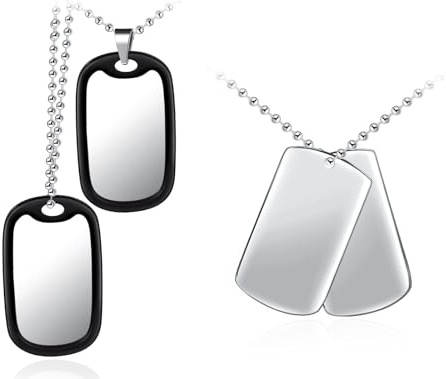 INFINIONLY Herren Edelstahl Dog Tag Halsketten Kreativer Doppel Anhänger Jungen Teenager Pullover Kette