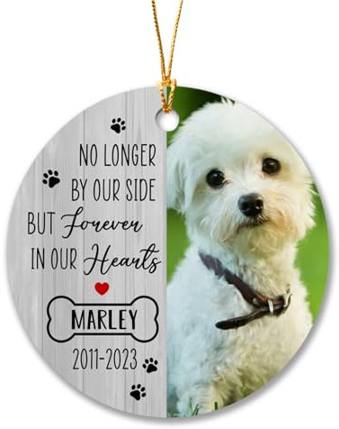 Cerámica Adornos Arbol Navideños Colgante Decoración De Árbol De Navidad Colgante Árbol Naviadad Ya No A Nuestro Lado, Sino para Siempre En Nuestros Corazones 2023, Foto Personalizada, Regalos