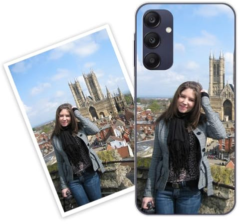 Sunrive Personalisierte Hülle kompatibel mit Samsung Galaxy A15 Silikon,Transparent Handyhülle Benutzerdefiniert Weicher Etui mit Eigenem Foto Bild Text Individuelle
