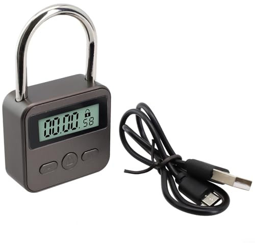Digitales Zeitschloss, Smart Time Lock mit LCD-Display, Küchensicheres Zeitschloss, Wasserdicht Wiederaufladbar USB Sicherheit Vorhängeschloss für Keller, Gartenzäune