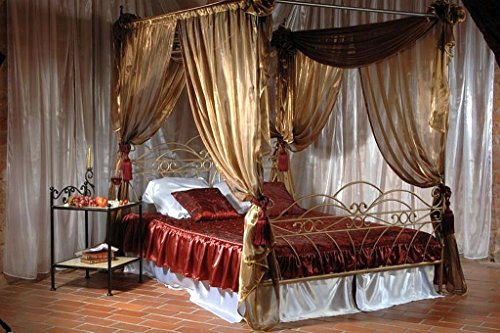 Tomar Metallbett Himmelbett Wiking 180x200 inkl. Rollrost, Metall Baldachin. Handarbeit!