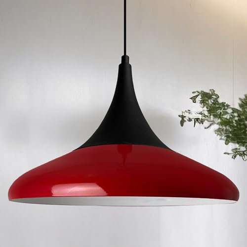 bamyum Paladin Lámpara de Cocina, Lámpara Techo Colgante Vintage, Lámpara de Techo con Pantallas de 35 cm y Lámpara de Isla de Cocina de Metal de Lámparas de Techo Rojo