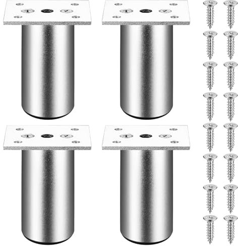 4 STK Füße für Möbelfüße Verstellbar, 8cm Sofafuße, Schrankfüße, Schrankfüsse Höhenverstellbare Stellfüße Beine für Schrank Füße Bett Füße Stühle Tisch Schreibtisch Couch füße Möbelbeine, silbrig