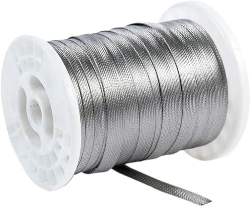 Gaine tressée en acier inoxydable 304 pour câble - 5 m - Gaine de protection extensible en maille tressée pour blindage du signal - Argenté - 2 à 18 mm