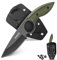 Omesio Cuchillo de Cinturón Pequeño Acero 5CR13MoV, Cuchillo Hoja Fija Mango G10 con Robusta Funda y Clip Kydex, Cuchillo Outdoor Cumple 42A, ideal para regalar(Verdoso-Negro)