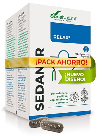 Soria Natural Sedaner - Relajación Profunda y Descanso Mental, Equilibrio Emocional - Valeriana, Pasiflora, Lavanda, Espino Blanco (60 Cápsulas)