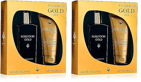 Poseidon Gold Pack Eau de Toilette y After Shave 150 ml, Embalaje puede variar (Paquete de 2)