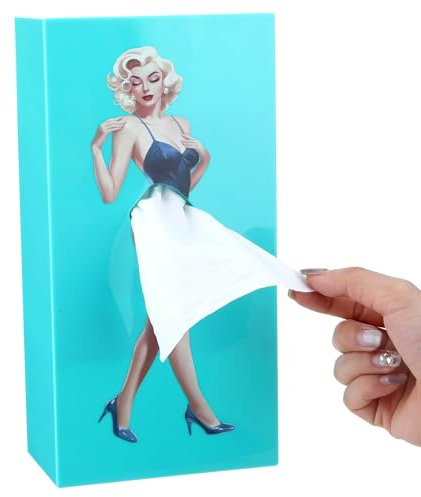 Scatola porta fazzoletti rettangolare con bella donna, porta fazzoletti di carta velina come gonna, copertura nascosta per scatole di fazzoletti, lunghezza regolabile, decorazione per ufficio e camera