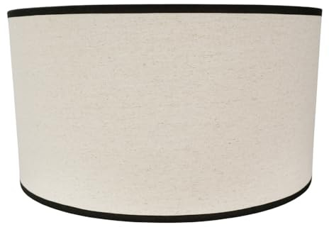 ValueLights | Large Easy Fit Natural Linen Drum Light Shade with a Black Trim Bedroom Hallway Lampshade | Shades, Home Décor & Improvement Essential | 450mm Shade Width