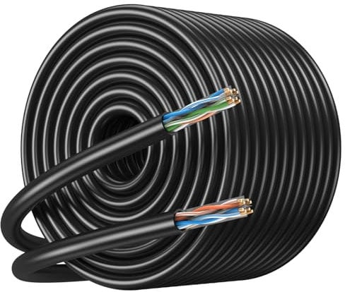 JARNHNG Cable Ethernet Cat 6 para exteriores, 300 m, cable de red LAN de alta velocidad, cable de Internet Cat 6, 1 Gbps, 250 MHz, AWG24 UTP CCA (300 m), color negro