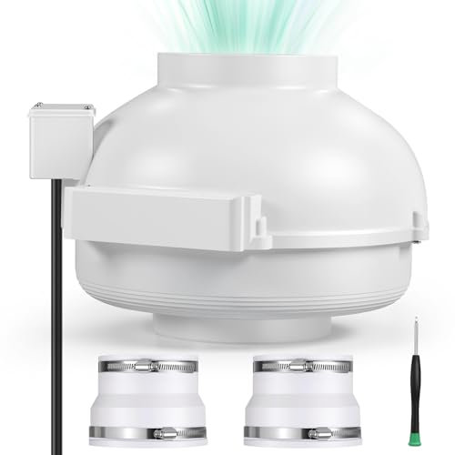Spolehli 15.2 cm Radon Minderungsventilator, 335 CFM Radonventilator für Keller, energieeffizient 140W, 2600RPM, Ultra-leise (44dB), IP67 wasserdicht, Komplettset für Innen & Außen