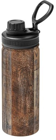 Braune Holz-Sport-Trinkflasche, isoliert, 530 ml, Edelstahl, Outdoor-Wasserflasche