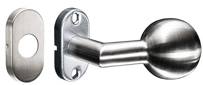 METALUSTIC Türknopf feststehend | Knopfdrücker Türknauf Türgriff aus Edelstahl Türknopfgarnitur | 8mm x140mm Schaft, Rosette, 4 Schrauben | Türknauf Silber