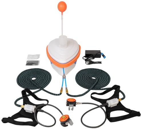 HQLYZJDV 2 Taucher Tauchsystem, Wiederaufladbarer Tauchausrüstungssystem und 18 m Schlauch & Atemregler zum Tauchen, Hookah Tauchsystem, Snuba-Lungenflasche für Sporttauchen und Angeln, 5-6 Stunden