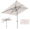 Fiqops Sombrilla 210 x 140 / 300 x 200 cm con manivela | Sombrilla rectangular protección solar UV50+ plegable, sombrilla de jardín, impermeable, para jardín, terraza, sin soporte, Beige With LED, 300